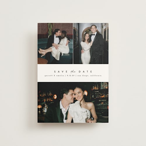 This is a frosting save the date postcards with standard by Brianne Larsen called simple date printing on signature in postcard