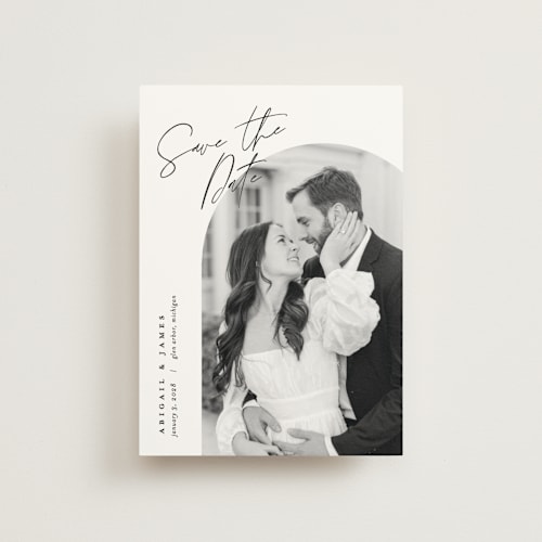 This is a snow save the date postcards with standard by Pixel and Hank called capture printing on signature in postcard