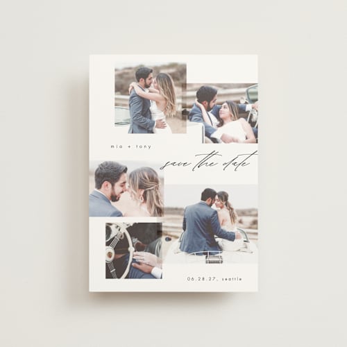 This is a snow save the date postcards with standard by AK Graphics called the gallery printing on signature in postcard
