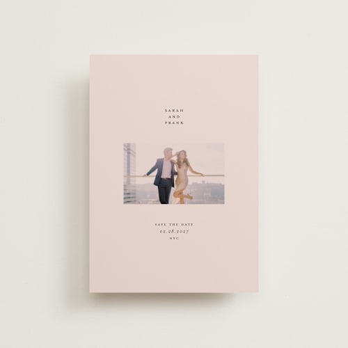 This is a petal save the date postcards with standard by Laura Hamm called luxe printing on signature in postcard