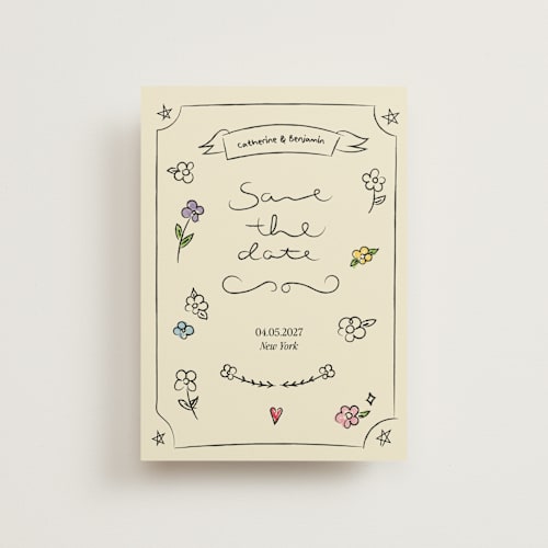 This is a natural save the date postcards with standard by Helena Vitto called lovely date printing on signature in postcard