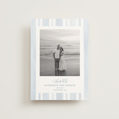 This is a ocean save the date postcards with standard by Creo Study called coastal crest printing on signature in postcard