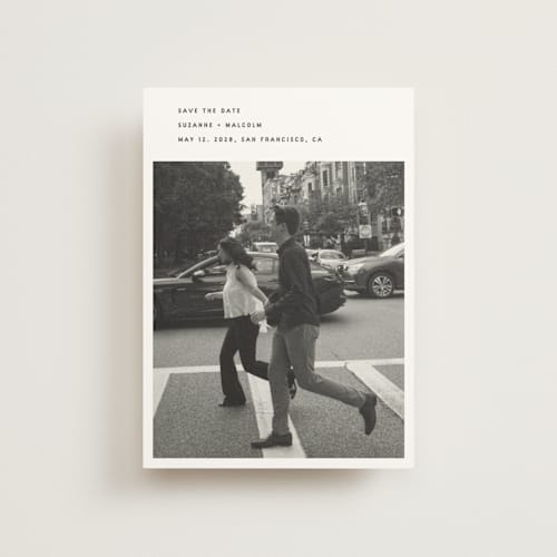 This is a fog save the date postcards with standard by Sumak Studio called simple printing on signature in postcard