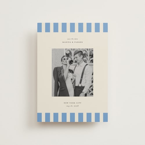 This is a sky save the date postcards with standard by Jackie Crawford called modern border printing on signature in postcard
