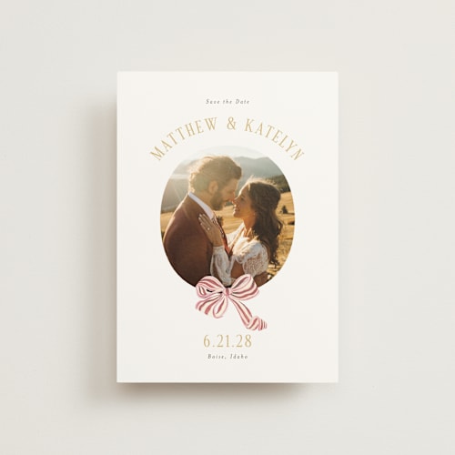 This is a rose save the date postcards with standard by Itsy Belle Studio called ruban en fleur printing on signature in postcard