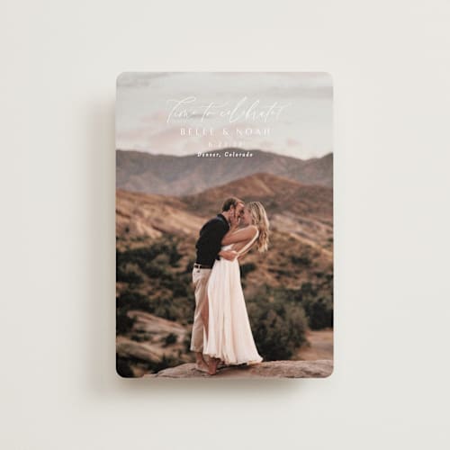 This is a pearl petite save the dates with standard by Alethea and Ruth called simple celebrate printing on recycled smooth signature in petite