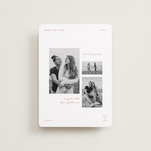 This is a verona sunset petite save the dates with standard by Blustery August called alaia printing on recycled smooth signature in petite