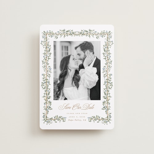 This is a lake petite save the dates with standard by Leah Bisch called arbour printing on recycled smooth signature in petite