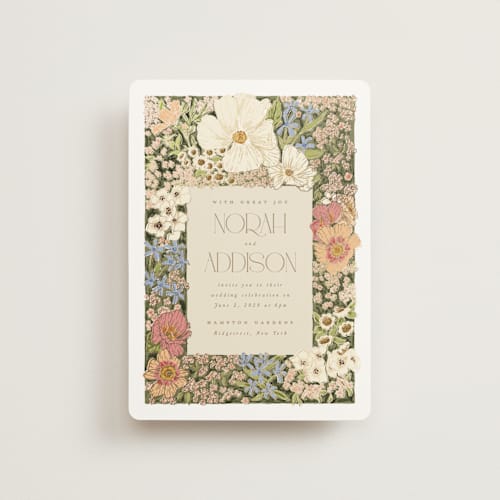 This is a sherbert petite wedding invitations with foil pressed by Leah Bisch called in the garden printing on signature in petite