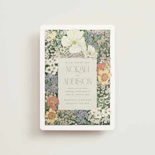 This is a twilight petite wedding invitations with foil pressed by Leah Bisch called in the garden printing on signature in petite