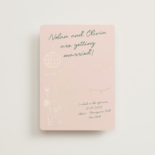 This is a verdant petite wedding invitations with foil pressed by Zove Ahhh called party on! printing on signature in petite