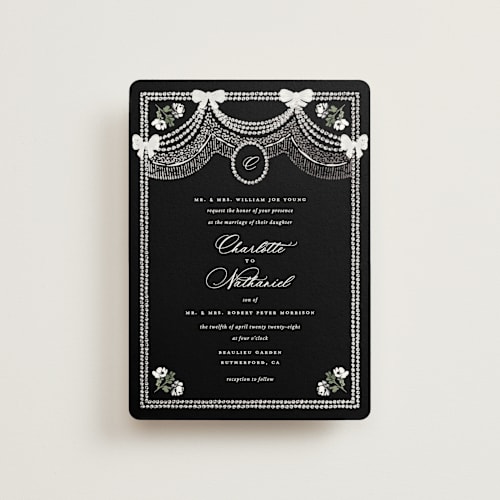 This is a onyx petite wedding invitations with foil pressed by Claudia Orengo called tuileries printing on signature in petite