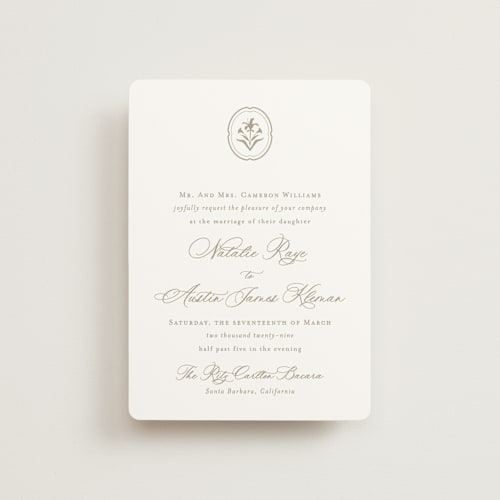 This is a paris rain petite wedding invitations with standard by Jennifer Postorino called calia printing on signature in petite
