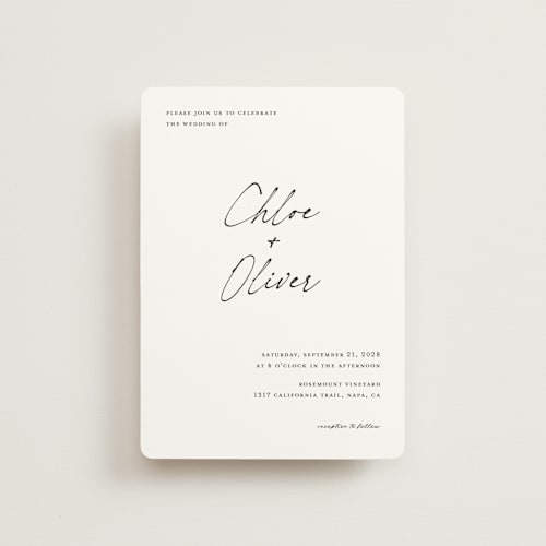 This is a jasmine petite wedding invitations with standard by Pippa Shaw called modern classic printing on signature in petite
