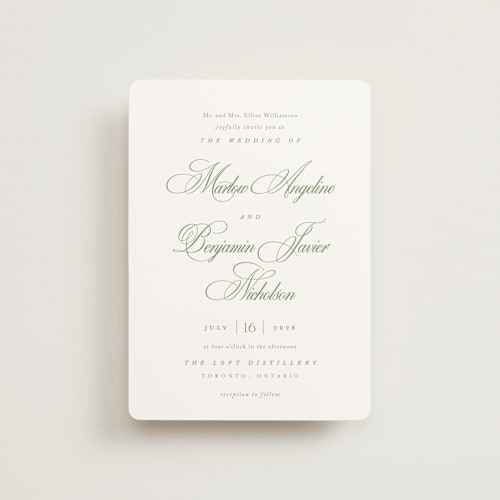 This is a garden petite wedding invitations with standard by Kelly Schmidt called chic script printing on signature in petite