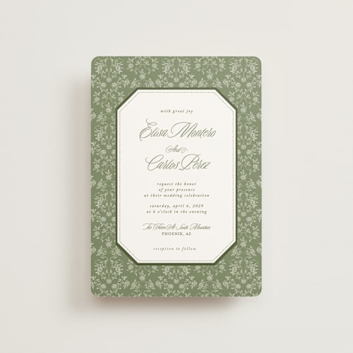 This is a forest petite wedding invitations with standard by Sherley Ferreira called vintage garden printing on signature in petite