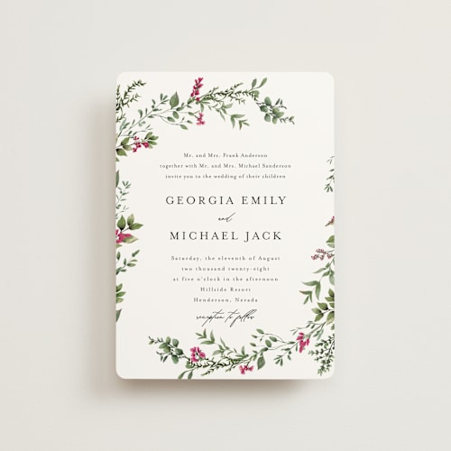 This is a peony petite wedding invitations with standard by Susan Moyal called romantic florals printing on signature in petite