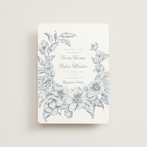 This is a lake petite wedding invitations with standard by Leah Bisch called wreath in bloom printing on signature in petite