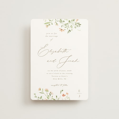 This is a toffee petite wedding invitations with standard by Everett Paper Goods called brynn printing on signature in petite