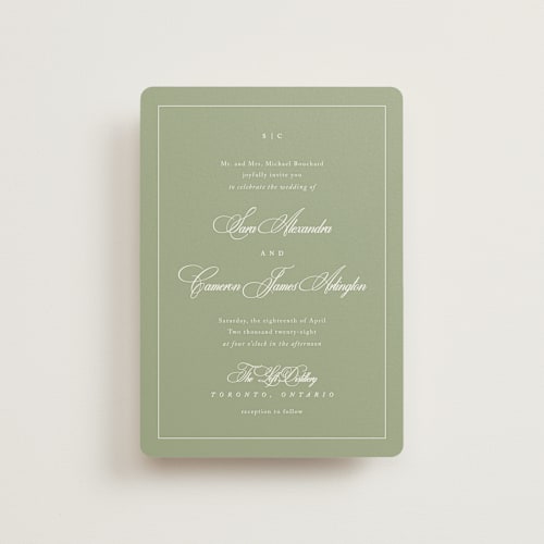 This is a garden petite wedding invitations with standard by Kelly Schmidt called greenwood printing on signature in petite