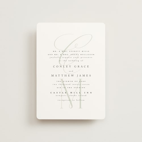 This is a leaf petite wedding invitations with standard by Kristie Kern called conley printing on signature in petite