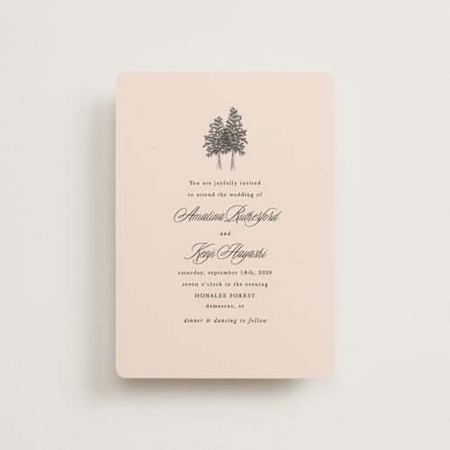This is a almond petite wedding invitations with standard by Morgan Kendall called arboretum printing on signature in petite