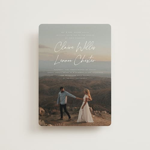 This is a chiffon petite wedding invitations with standard by Orasie called full photo printing on signature in petite