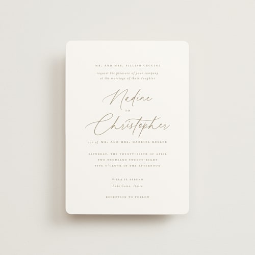 This is a pearl petite wedding invitations with standard by chocomocacino called spiku printing on signature in petite