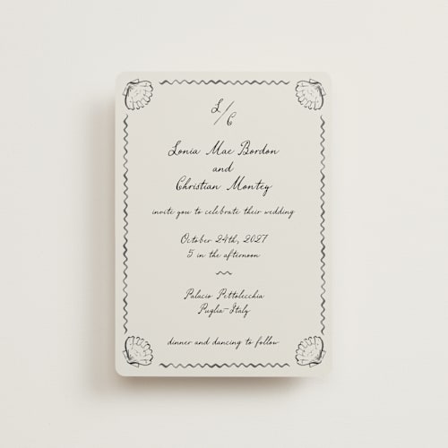 This is a rock petite wedding invitations with standard by Pati Cascino called puglia printing on signature in petite