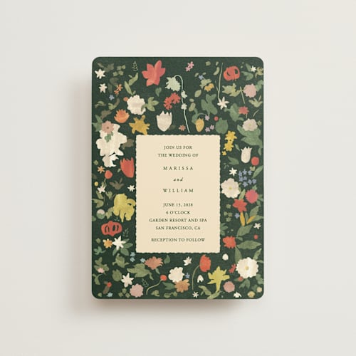 This is a garden petite wedding invitations with standard by Sumak Studio called all the flowers of the world printing on signature in petite