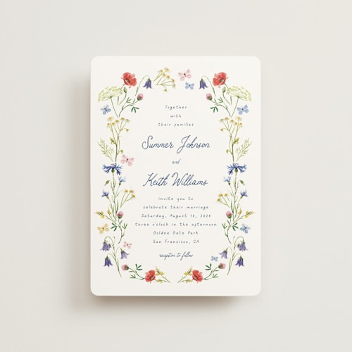 This is a ivory petite wedding invitations with standard by frau brandt called wildflower romance printing on signature in petite