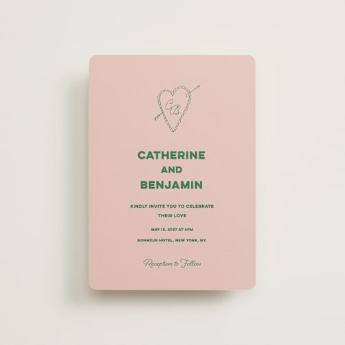This is a avocado petite wedding invitations with standard by Helena Vitto called crazy little thing called love printing on signature in petite