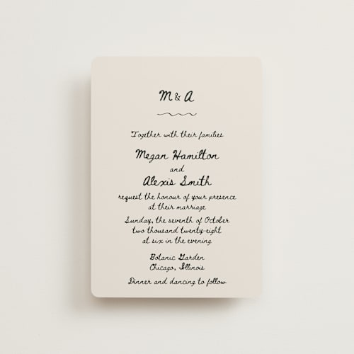 This is a lace petite wedding invitations with standard by Cass Loh called simple monogram printing on signature in petite