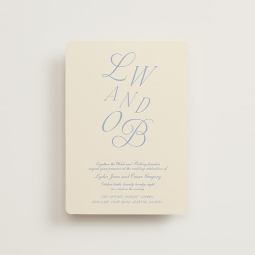 This is a ocean petite wedding invitations with standard by Baumbirdy called luxe printing on signature in petite