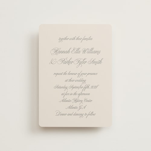 This is a ivory petite wedding invitations with standard by Petra Kern called let's say i do printing on signature in petite