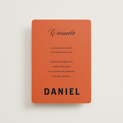 This is a amaro petite wedding invitations with standard by Claire called bold and demure printing on signature in petite