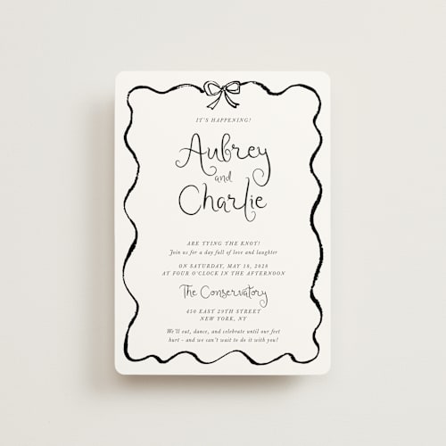 This is a tuxedo petite wedding invitations with standard by Cass Loh called quirky fun printing on signature in petite