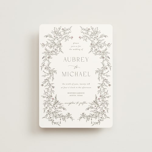 This is a ravello petite wedding invitations with standard by Anne Ciotola called cottonwood printing on signature in petite
