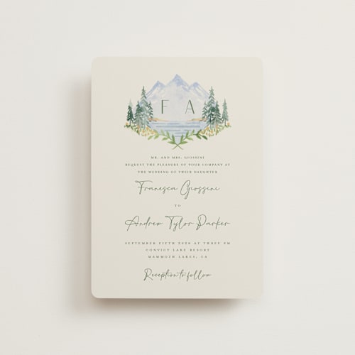 This is a summer petite wedding invitations with standard by Petra Kern called miniature mountainscape printing on signature in petite