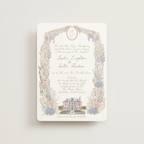 This is a petal petite wedding invitations with standard by Jenna Holcomb called charlotte printing on signature in petite