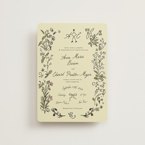 This is a oat petite wedding invitations with standard by Helena Vitto called love rests in a garden printing on signature in petite