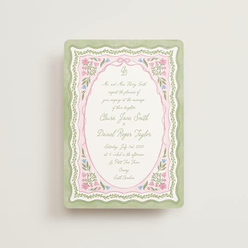 This is a garden petite wedding invitations with standard by Creo Study called folk garden printing on signature in petite
