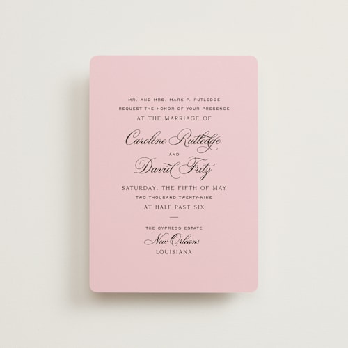 This is a peony petite wedding invitations with standard by Megan Davis called nola printing on signature in petite