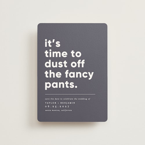 This is a river stone petite save the dates with standard by Erica Krystek called fancy pants printing on signature in petite