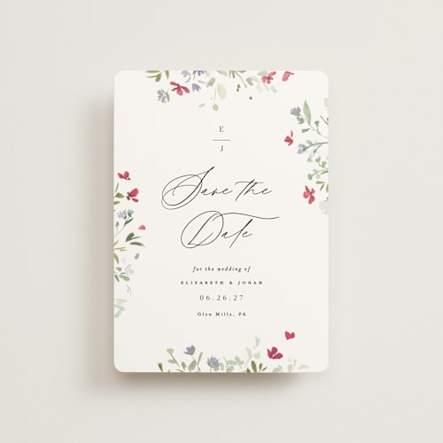 This is a cloud petite save the dates with standard by Everett Paper Goods called brynn printing on signature in petite