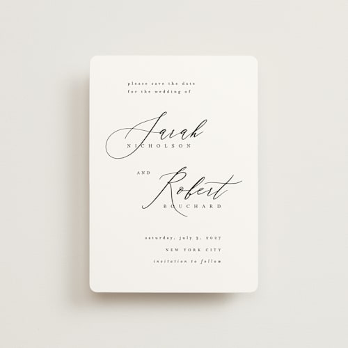 This is a classic petite save the dates with standard by Kelly Schmidt called corison printing on signature in petite