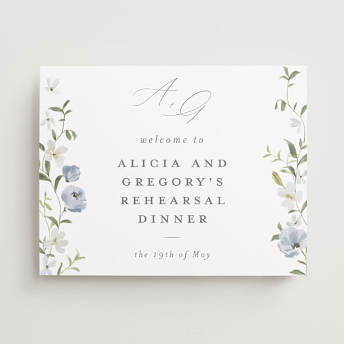 This is a aquamarine wedding signs with standard by Everett Paper Goods called garden view printing on premium sign board in small