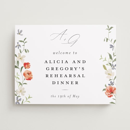 This is a scarlet wedding signs with standard by Everett Paper Goods called garden view printing on premium sign board in small