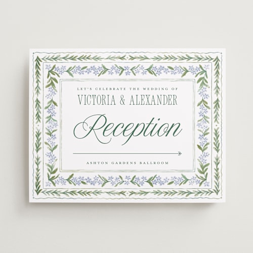 This is a wisteria wedding signs with standard by Jenna Holcomb called vintage sketched printing on premium sign board in 11x14