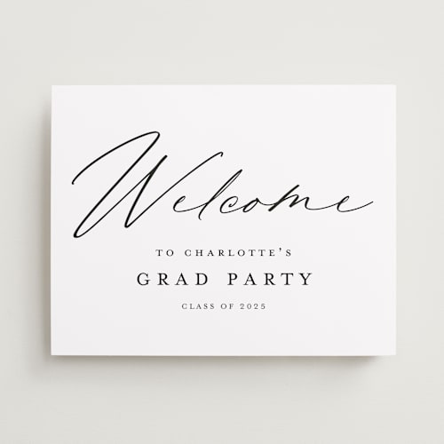 This is a night graduation party decorations with standard by Stacey Meacham called big welcome printing on premium sign board in 11x14